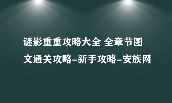 谜影重重攻略大全 全章节图文通关攻略-新手攻略-安族网
