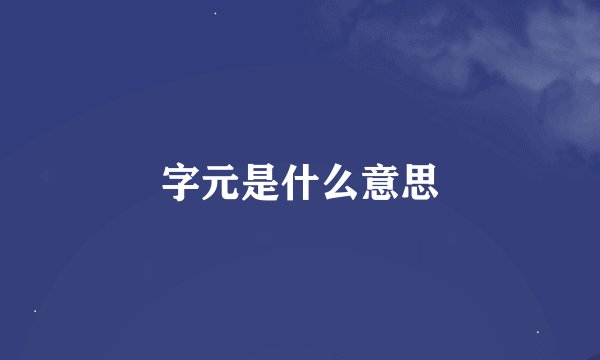 字元是什么意思