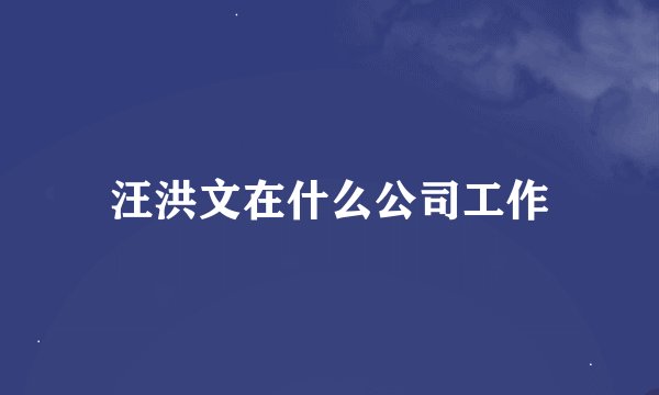 汪洪文在什么公司工作