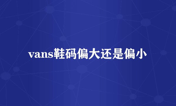 vans鞋码偏大还是偏小