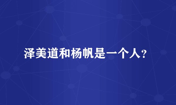 泽美道和杨帆是一个人？