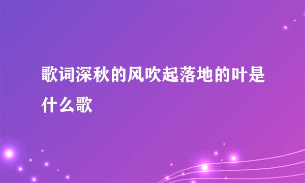 歌词深秋的风吹起落地的叶是什么歌
