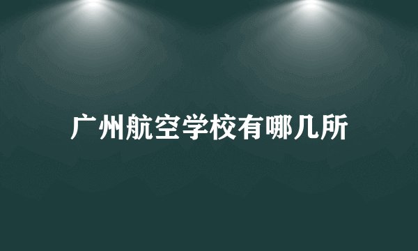 广州航空学校有哪几所