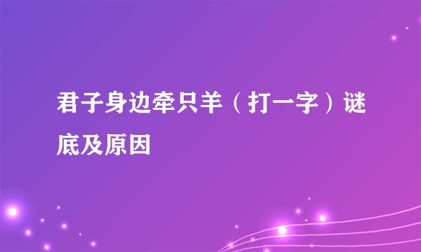 君子身边牵只羊（打一字）谜底及原因