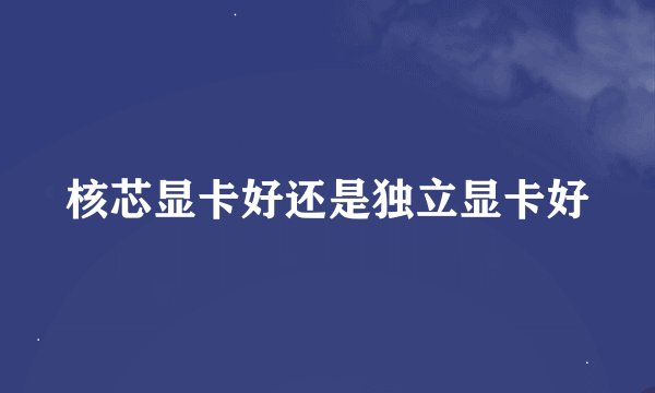 核芯显卡好还是独立显卡好