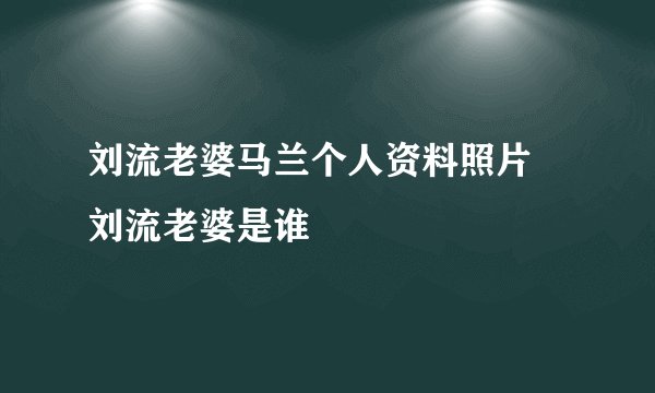 刘流老婆马兰个人资料照片 刘流老婆是谁