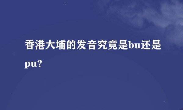 香港大埔的发音究竟是bu还是pu？