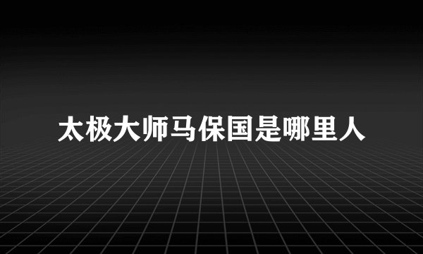 太极大师马保国是哪里人