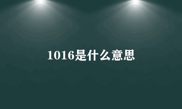 1016是什么意思