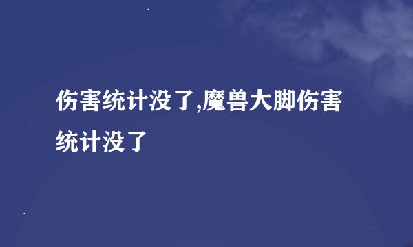 伤害统计没了,魔兽大脚伤害统计没了