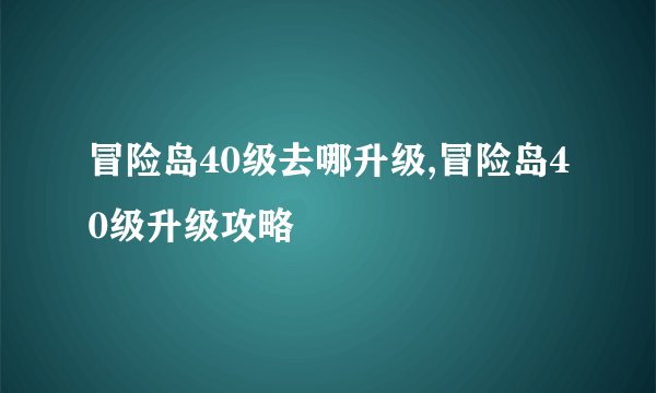 冒险岛40级去哪升级,冒险岛40级升级攻略