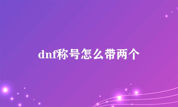 dnf称号怎么带两个