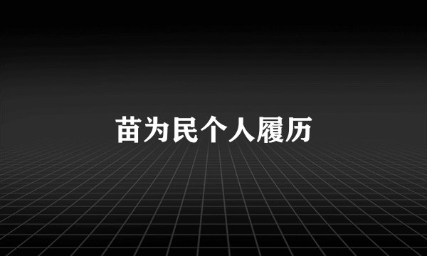 苗为民个人履历
