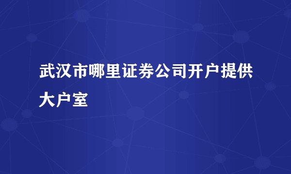 武汉市哪里证券公司开户提供大户室