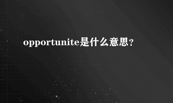 opportunite是什么意思？