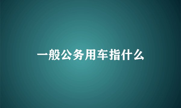 一般公务用车指什么