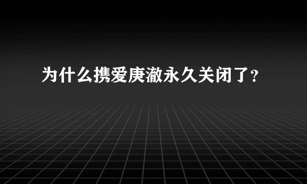 为什么携爱庚澈永久关闭了？