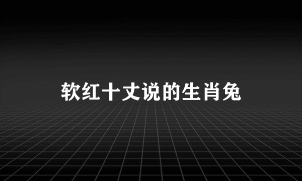 软红十丈说的生肖兔