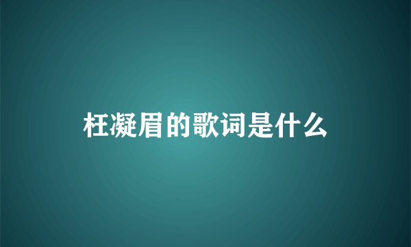 枉凝眉的歌词是什么
