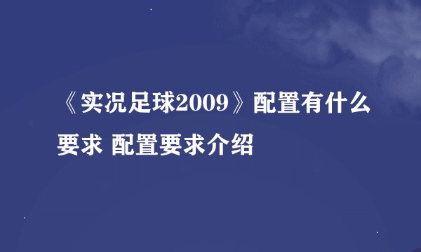 《实况足球2009》配置有什么要求 配置要求介绍