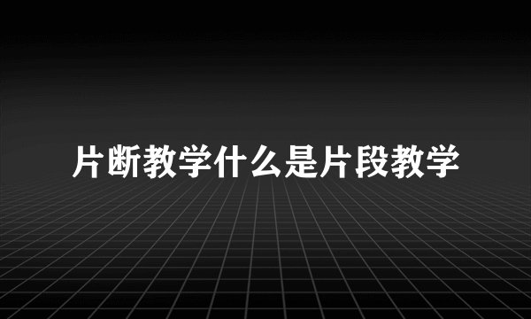 片断教学什么是片段教学