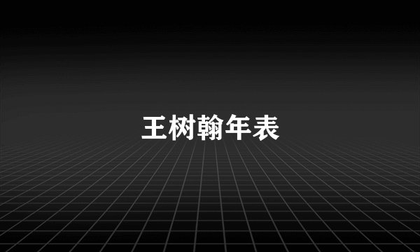 王树翰年表