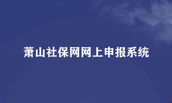 萧山社保网网上申报系统