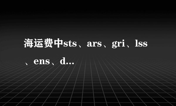 海运费中sts、ars、gri、lss、ens、ddp分别是什么意思