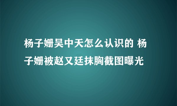 杨子姗吴中天怎么认识的 杨子姗被赵又廷抹胸截图曝光
