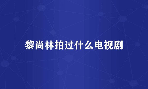 黎尚林拍过什么电视剧