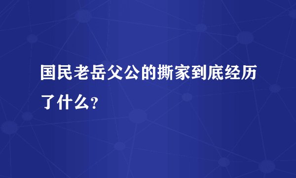 国民老岳父公的撕家到底经历了什么？