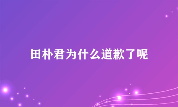 田朴君为什么道歉了呢