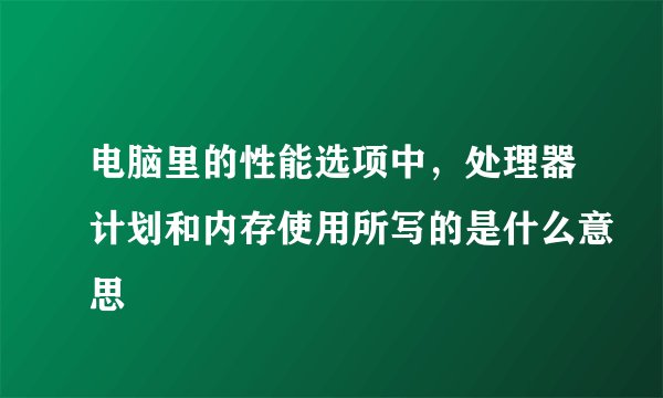 电脑里的性能选项中，处理器计划和内存使用所写的是什么意思
