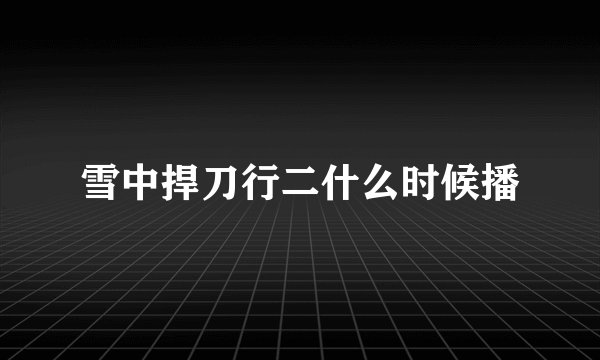雪中捍刀行二什么时候播