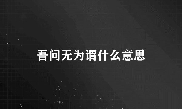 吾问无为谓什么意思