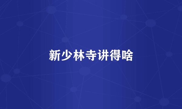 新少林寺讲得啥
