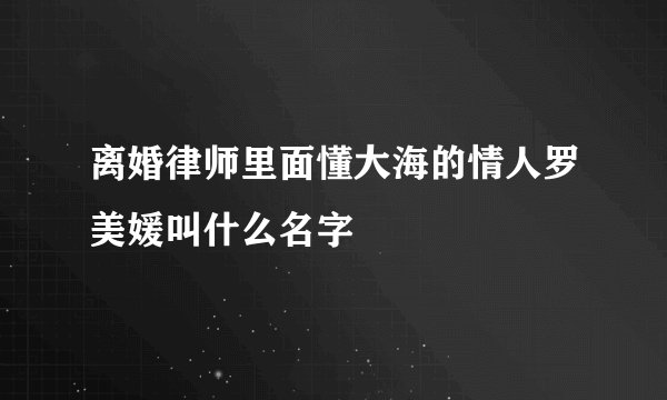 离婚律师里面懂大海的情人罗美媛叫什么名字