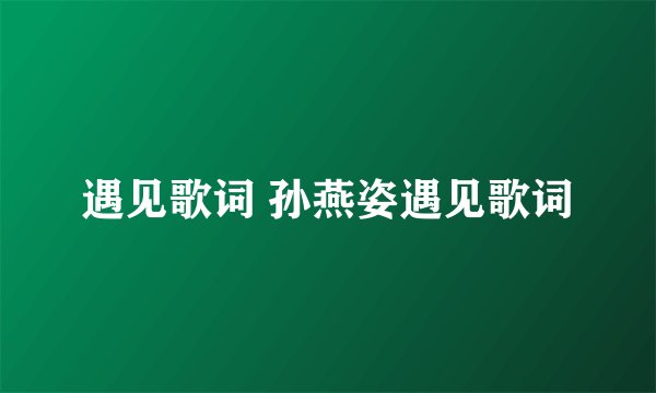 遇见歌词 孙燕姿遇见歌词