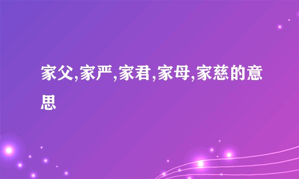 家父,家严,家君,家母,家慈的意思