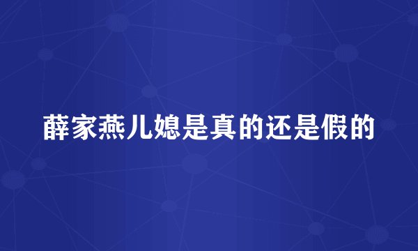 薛家燕儿媳是真的还是假的
