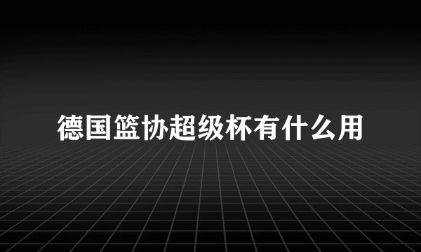 德国篮协超级杯有什么用