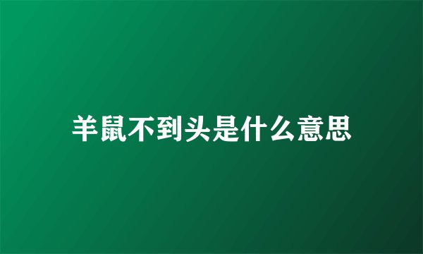 羊鼠不到头是什么意思