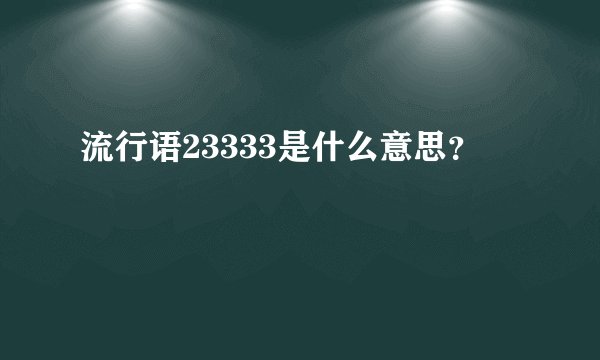 流行语23333是什么意思？