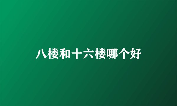 八楼和十六楼哪个好