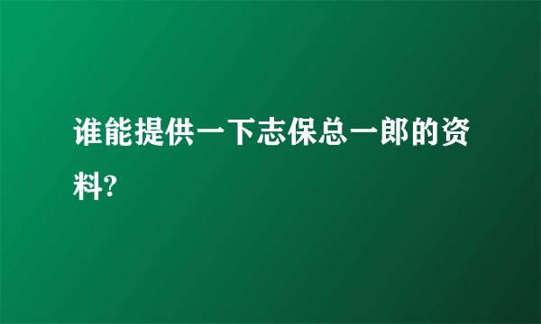 谁能提供一下志保总一郎的资料?