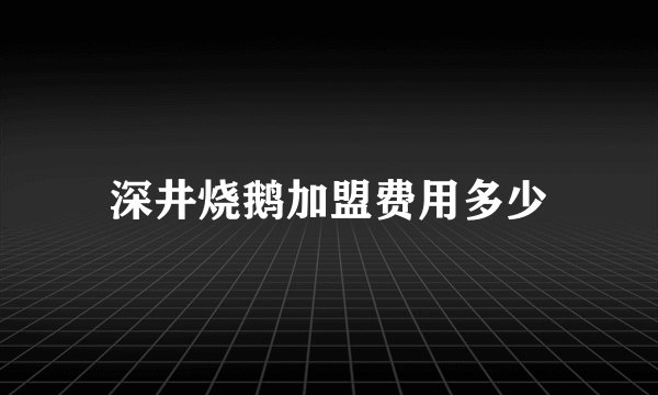 深井烧鹅加盟费用多少