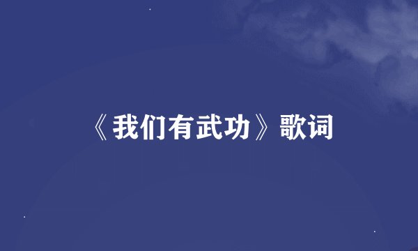 《我们有武功》歌词