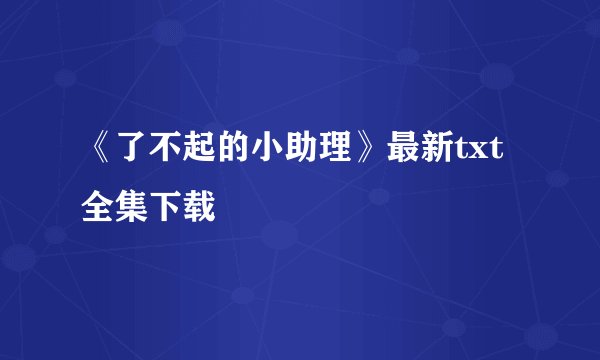 《了不起的小助理》最新txt全集下载