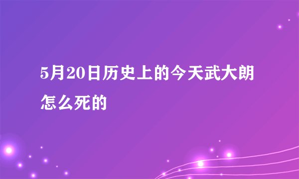 5月20日历史上的今天武大朗怎么死的