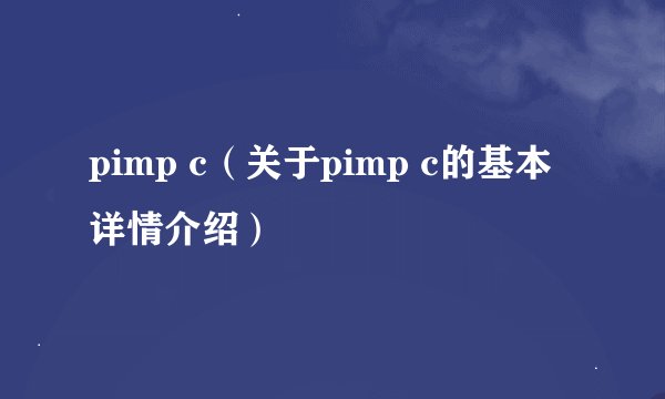 pimp c（关于pimp c的基本详情介绍）